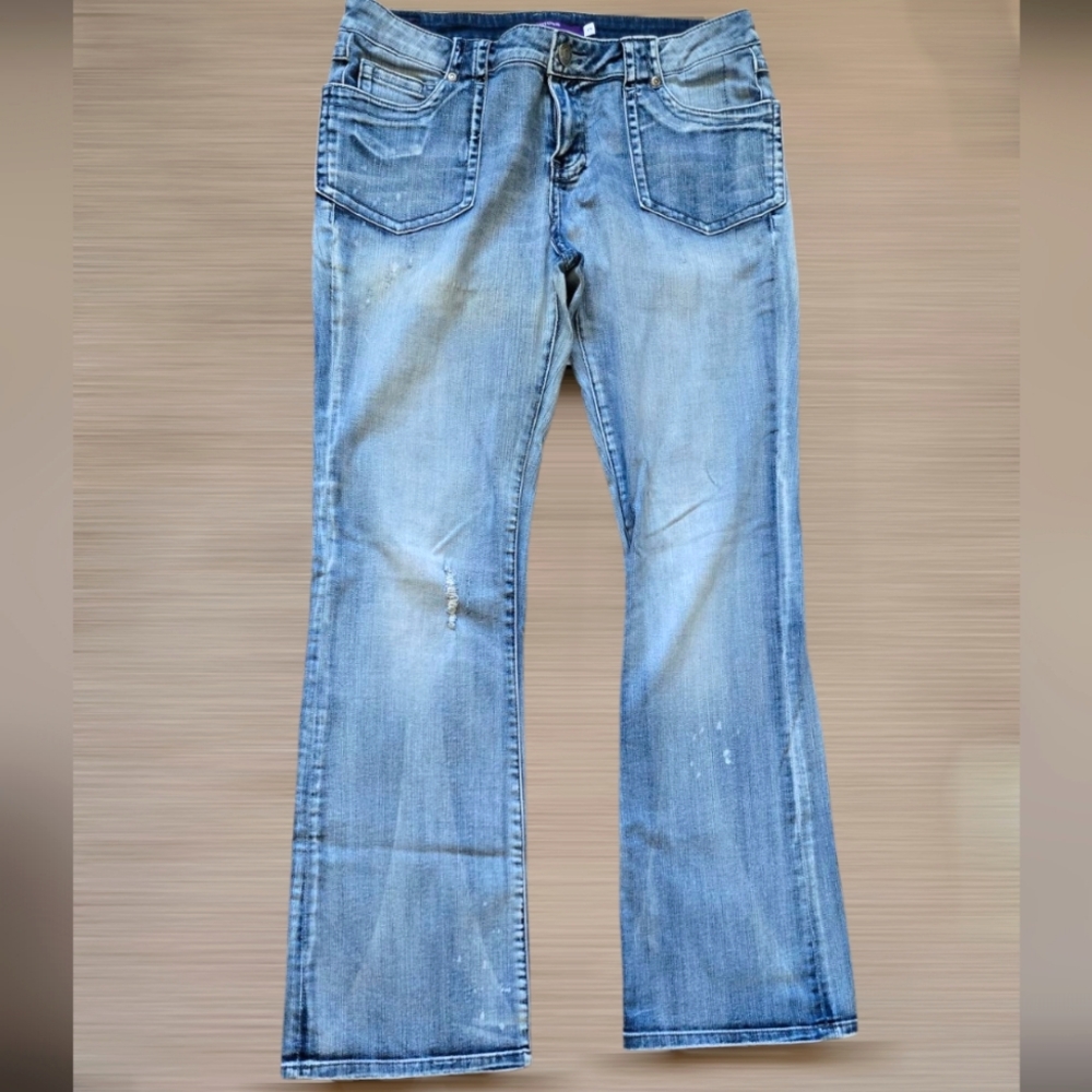 Vigoss Juniors Size 17 distressed Bootcut jeans Y2k Style Messy Girl Grunge